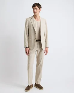 Tailored-Fit Checkered Taupe Suit Pant