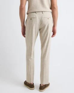 Tailored-Fit Checkered Taupe Suit Pant