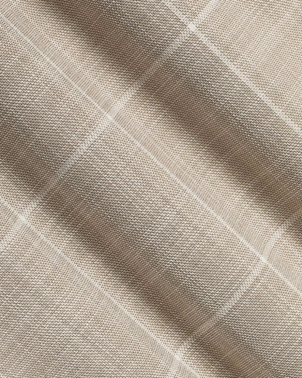 Tailored-Fit Checkered Taupe Suit Pant