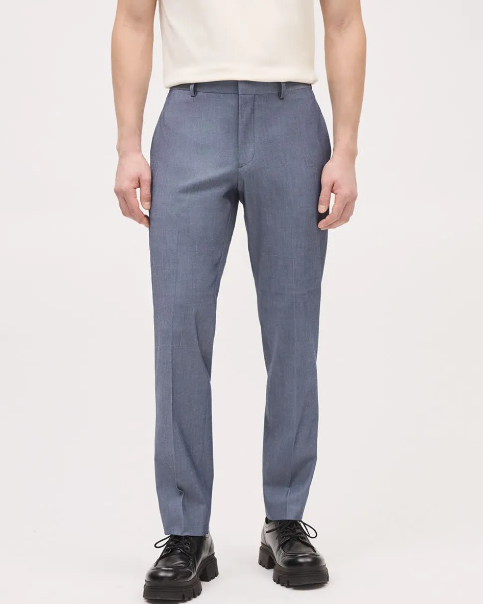 Tailored-Fit Denim-Like Suit Pant