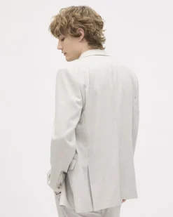 Tailored-Fit Double-Breasted Light Grey Suit Blazer