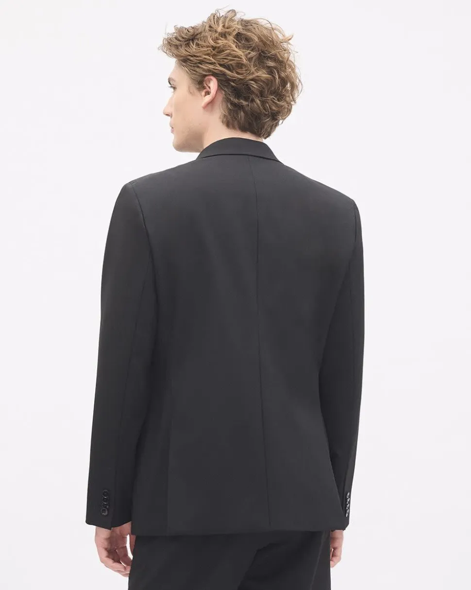 Tailored-Fit Double-Breasted Black Suit Blazer