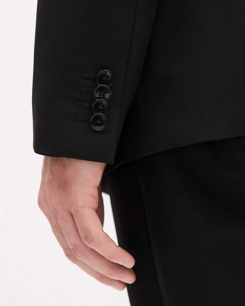 Tailored-Fit Double-Breasted Black Suit Blazer