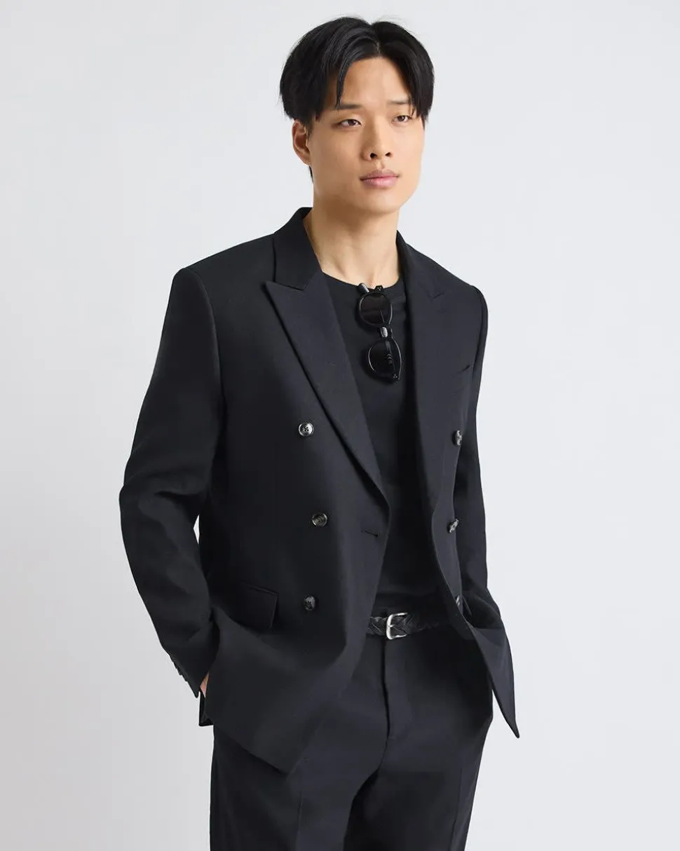 Tailored-Fit Double-Breasted Linen Suit Blazer