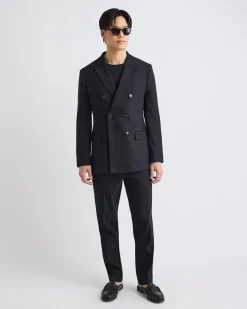 Tailored-Fit Double-Breasted Linen Suit Blazer