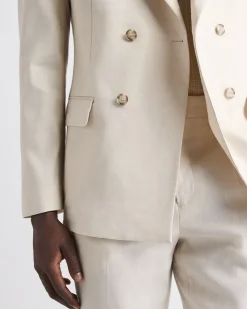 Tailored-Fit Double-Breasted Linen Suit Blazer