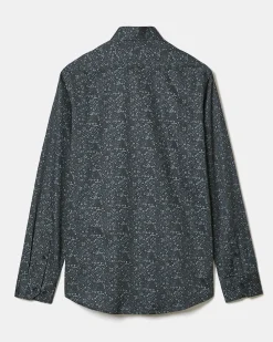 Tailored-Fit Dress Shirt with Tonal Floral Pattern