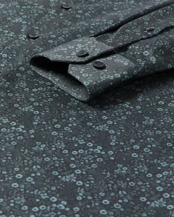 Tailored-Fit Dress Shirt with Tonal Floral Pattern