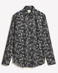Tailored-Fit Dress Shirt with Watercolour Floral Pattern