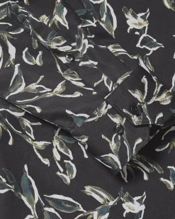 Tailored-Fit Dress Shirt with Watercolour Floral Pattern