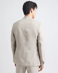 Tailored-Fit Greige Linen Suit Blazer
