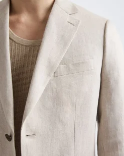 Tailored-Fit Greige Linen Suit Blazer