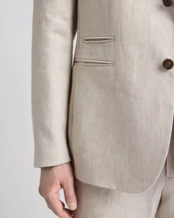 Tailored-Fit Greige Linen Suit Blazer
