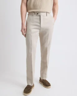Tailored-Fit Greige Linen Suit Pant