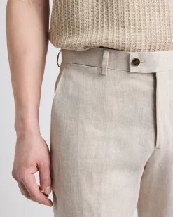 Tailored-Fit Greige Linen Suit Pant