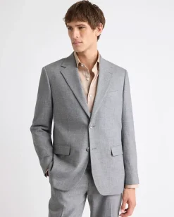 Tailored-Fit Grey Hopsack Suit Blazer