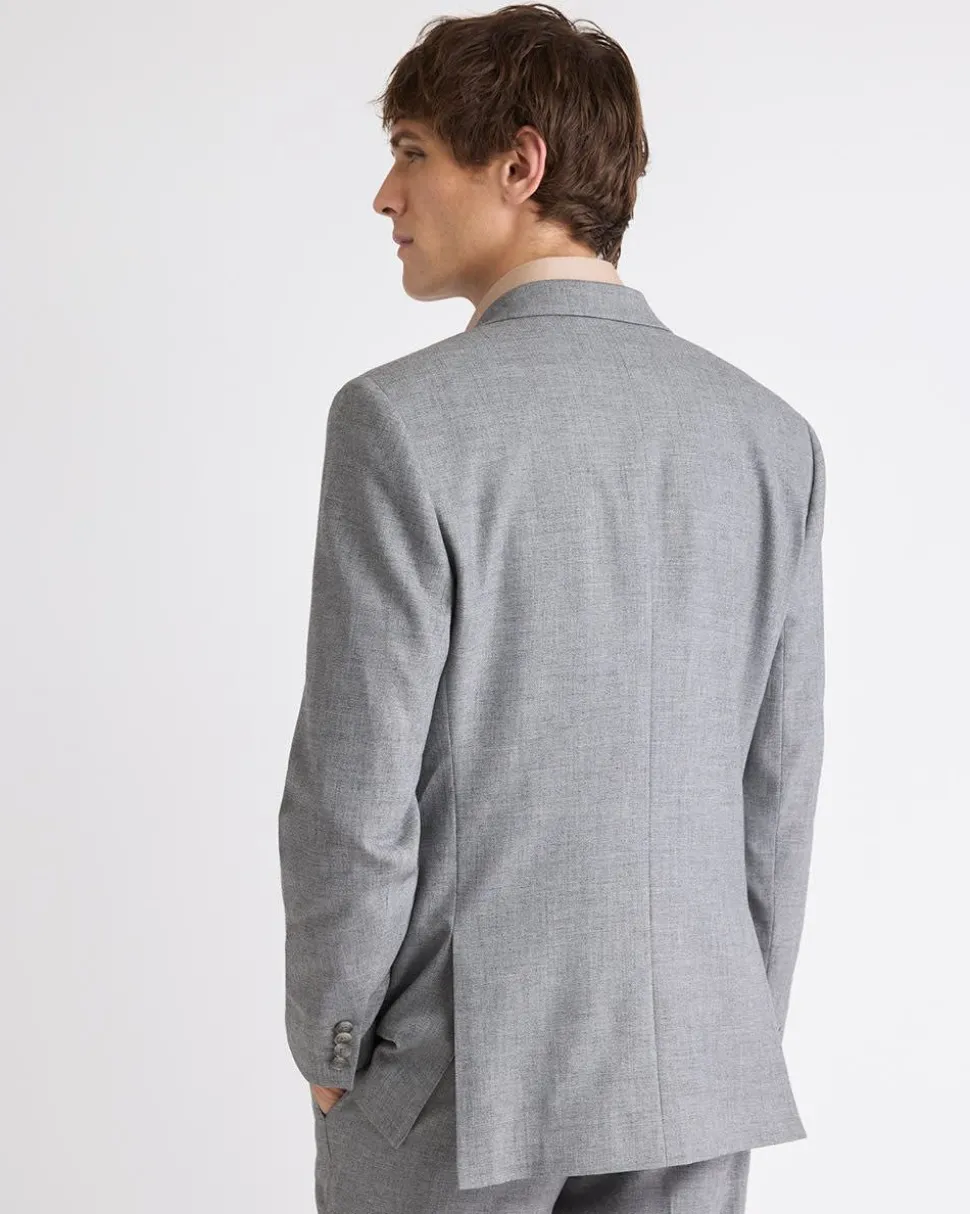 Tailored-Fit Grey Hopsack Suit Blazer
