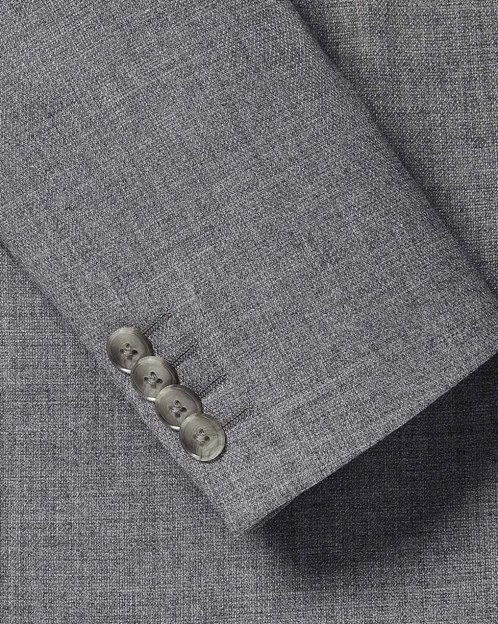Tailored-Fit Grey Hopsack Suit Blazer