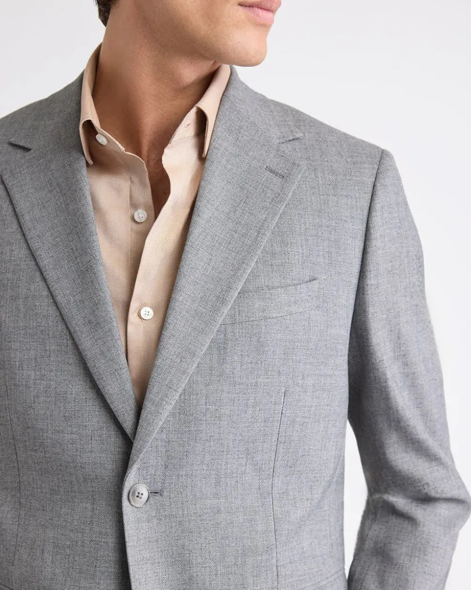 Tailored-Fit Grey Hopsack Suit Blazer