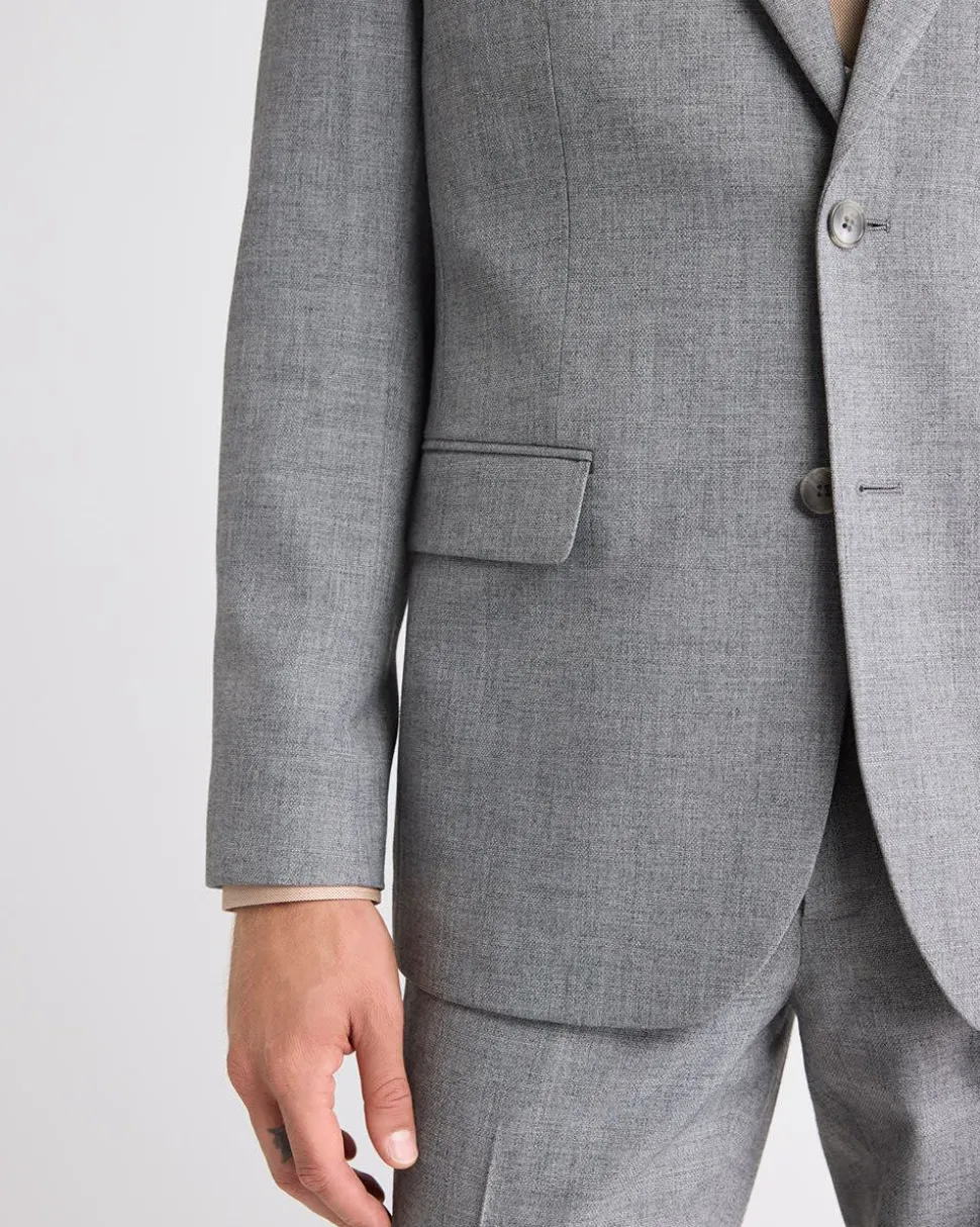 Tailored-Fit Grey Hopsack Suit Blazer