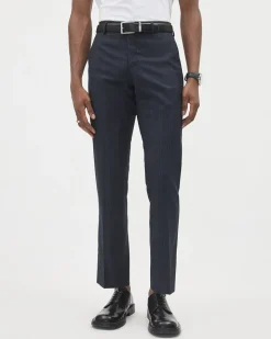Tailored-Fit Navy Checkered Suit Pant