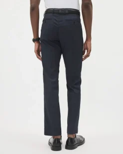 Tailored-Fit Navy Checkered Suit Pant