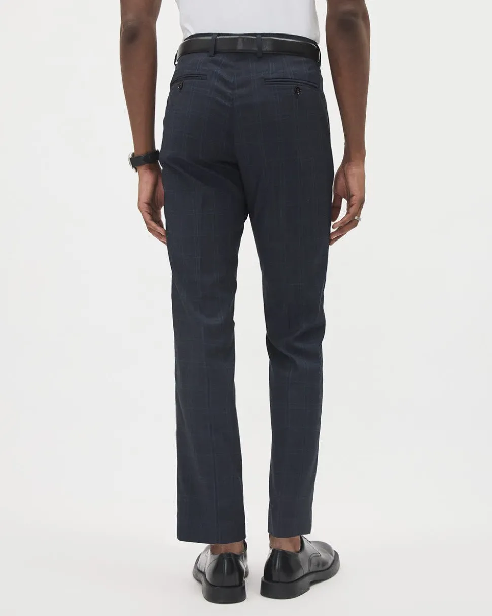Tailored-Fit Navy Checkered Suit Pant