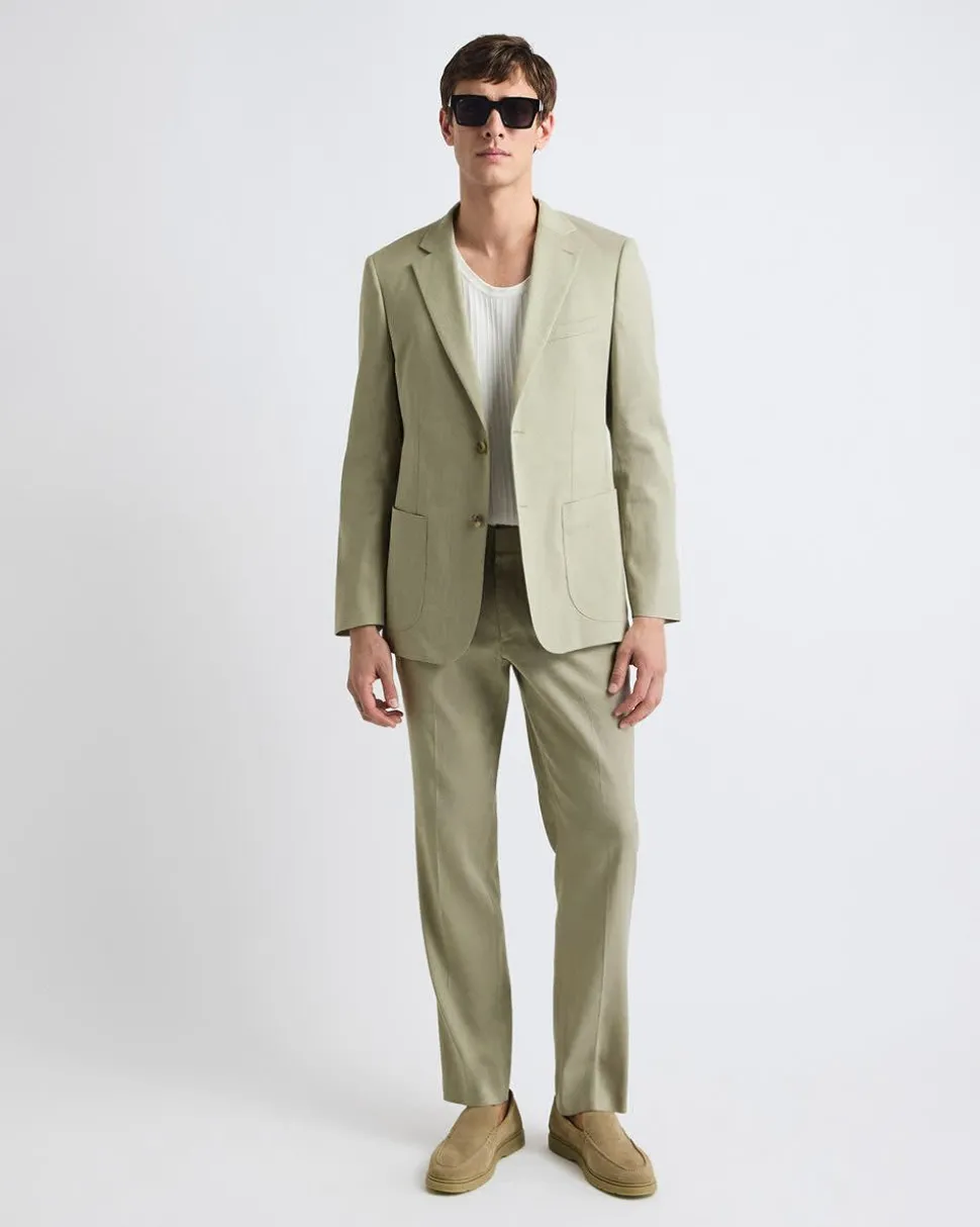 Tailored-Fit Sage Linen-Blend Suit Pant