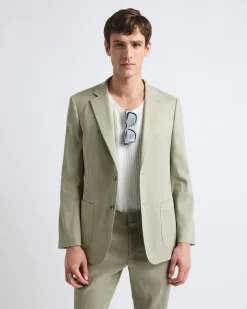 Tailored-Fit Sage Linen-Blend Suit Blazer