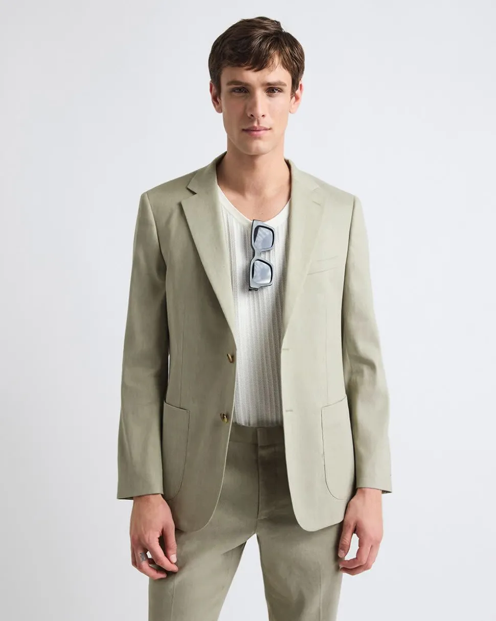 Tailored-Fit Sage Linen-Blend Suit Blazer