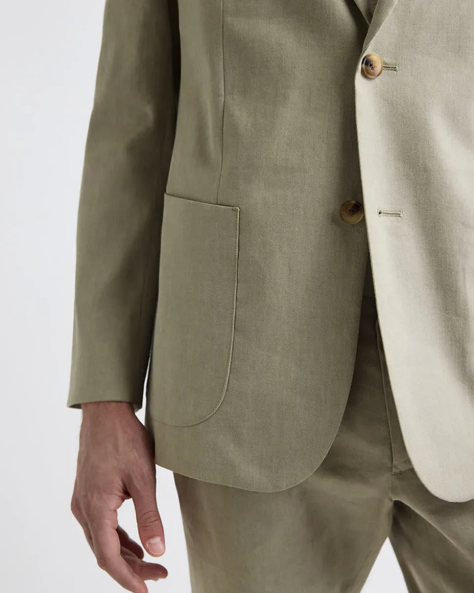 Tailored-Fit Sage Linen-Blend Suit Blazer