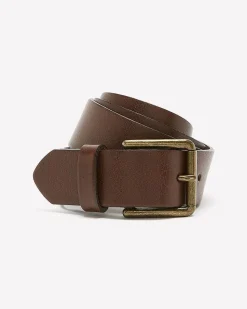 Tan Leather Belt with Square Buckle