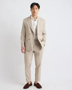 Tapered-Leg Beige Suit Pant