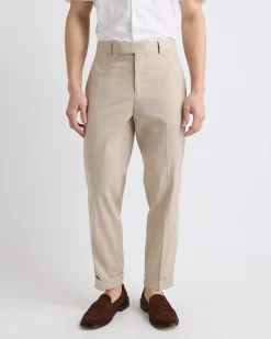 Tapered-Leg Beige Suit Pant