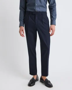 Tapered-Leg Navy Suit Pant