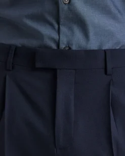 Tapered-Leg Navy Suit Pant
