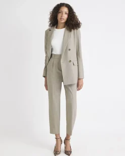Taupe Tapered-Leg High-Rise Ankle Pant
