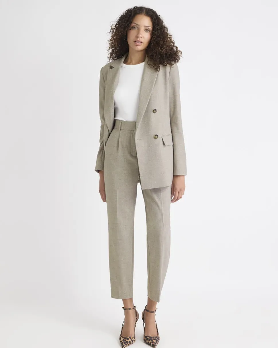 Taupe Tapered-Leg High-Rise Ankle Pant