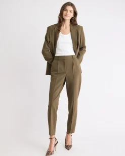 Teak Tapered-Leg High-Rise Ankle Pant
