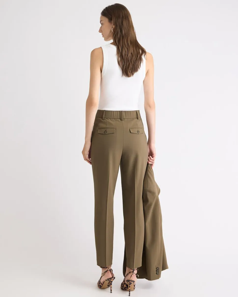 Teak Tapered-Leg High-Rise Ankle Pant