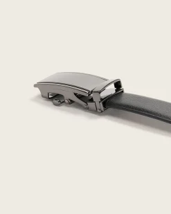 Textured Leather Belt With Automatic Buckle