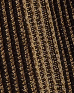 Textured Short-Sleeve Johnny Sweater with Vertical Stripes