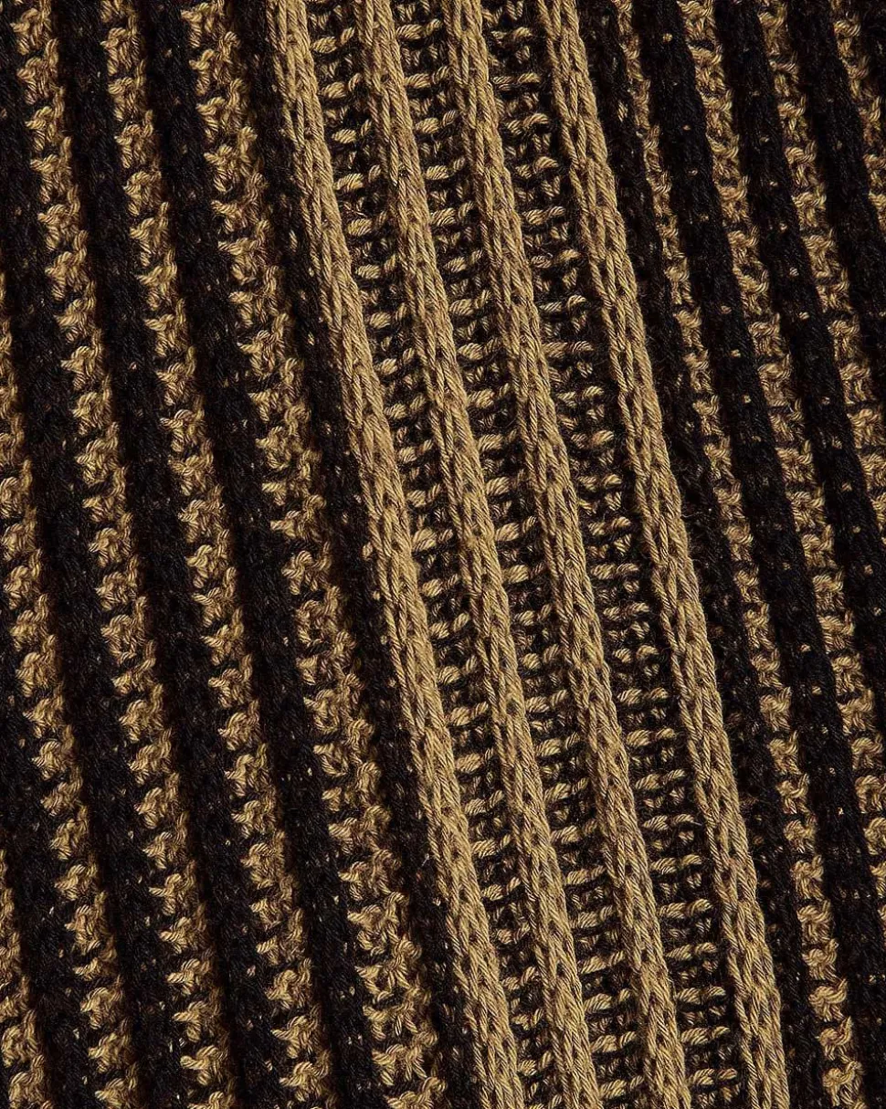 Textured Short-Sleeve Johnny Sweater with Vertical Stripes