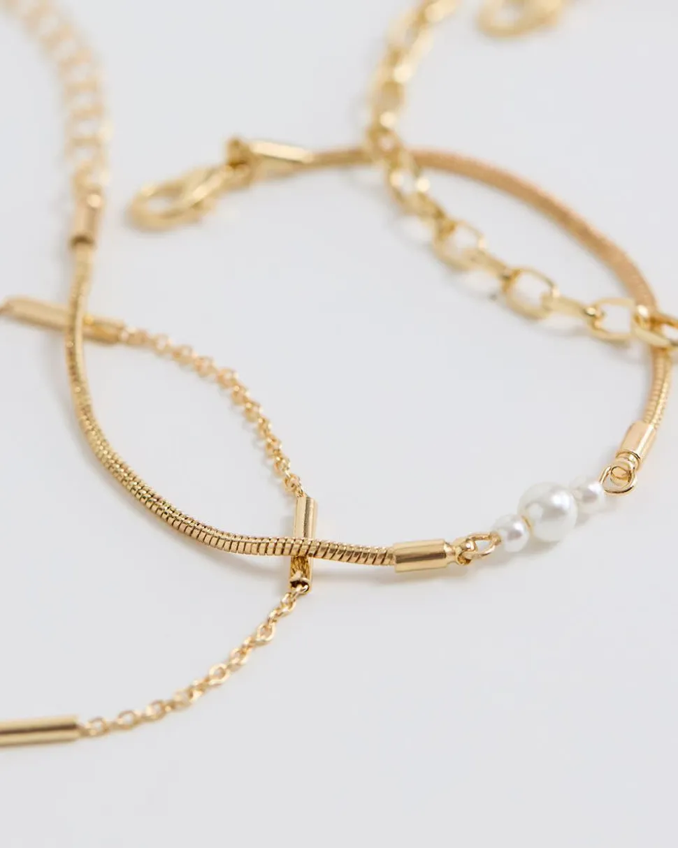 Three-Chain Bracelet with Pearl