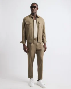 Twill Bomber Jacket with Shirt Collar