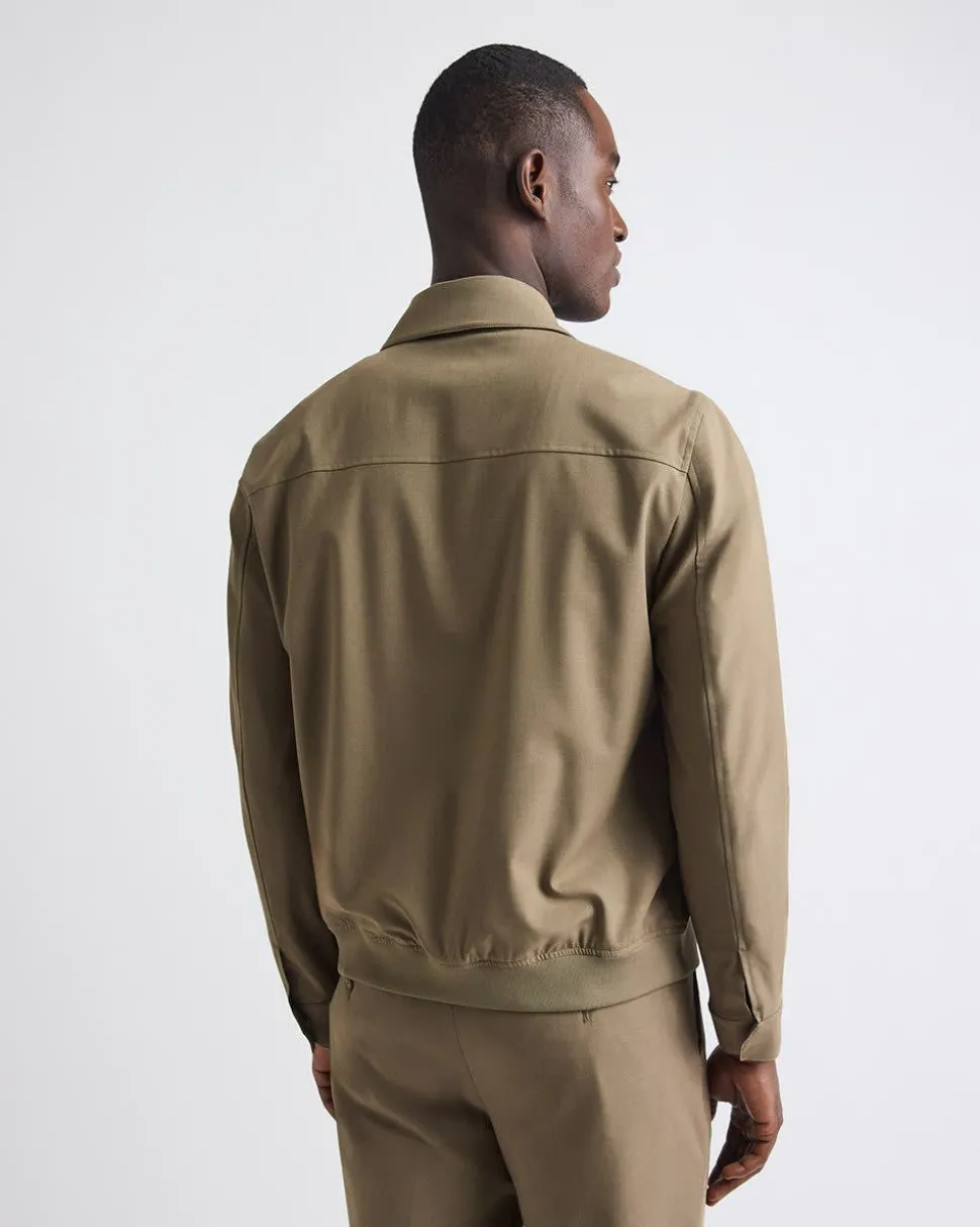 Twill Bomber Jacket with Shirt Collar