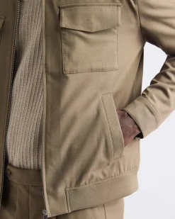 Twill Bomber Jacket with Shirt Collar