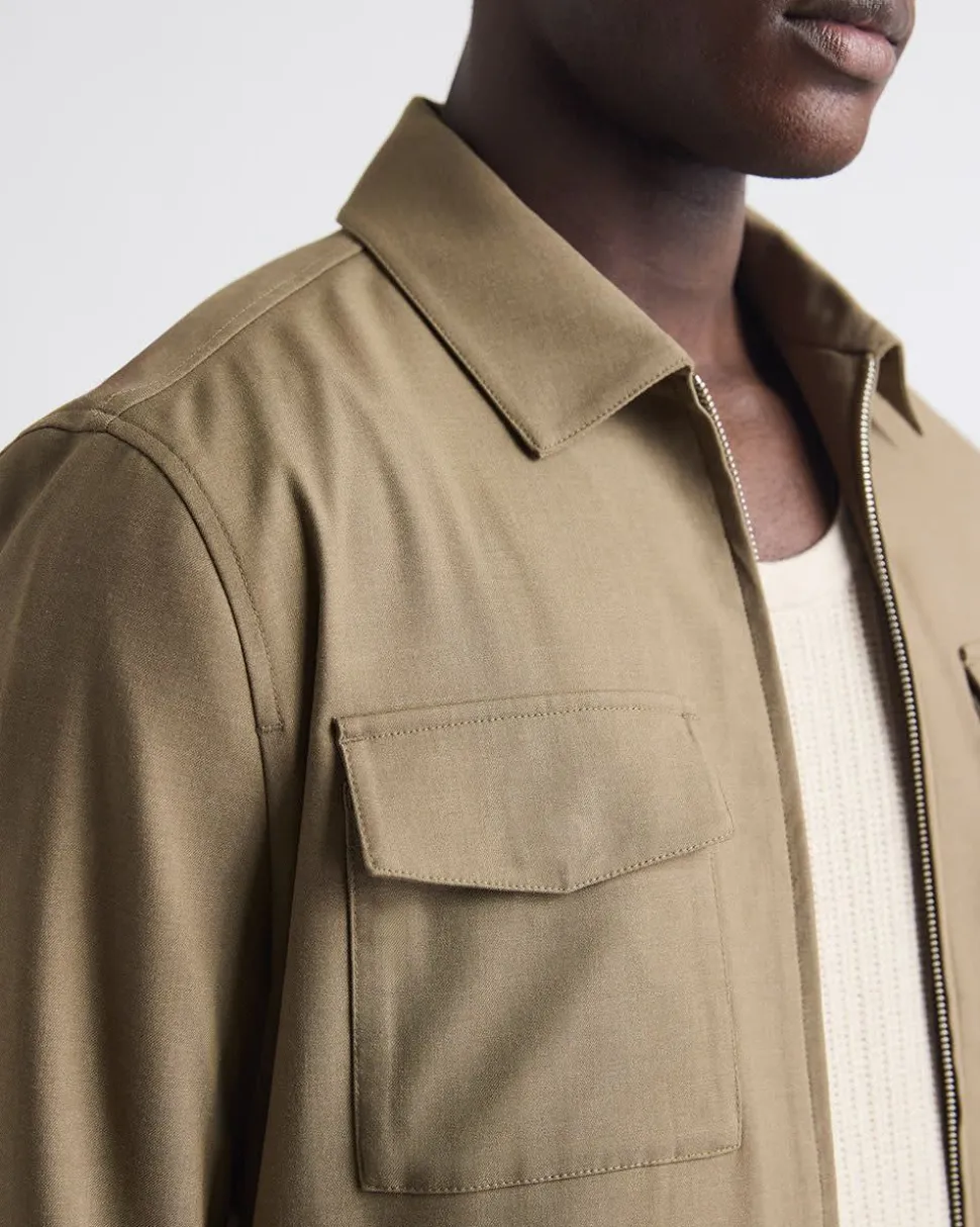 Twill Bomber Jacket with Shirt Collar