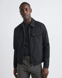 Twill Bomber Jacket with Shirt Collar