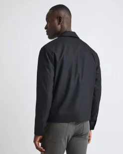 Twill Bomber Jacket with Shirt Collar